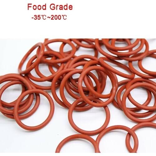 Thickness 1.5mm Red Food Grade Silicone O-Ring OD 5-35mm Ring Washer Gaskets Waterproof And Heat-Resistant 10pcs