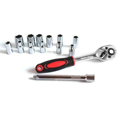12PCS Wrench Spanner Kit Set Chrome Alum Steel 1/4 Drive Ratchet Wrench Combination Suit for Car Repairing Tool Socket