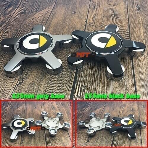 4x 135mm Car Wheel Center Cap 5claw Gray/black Base Smart Wheel Emblem Car Styling for Fortwo Forspeed Forfour Roadster Forstars