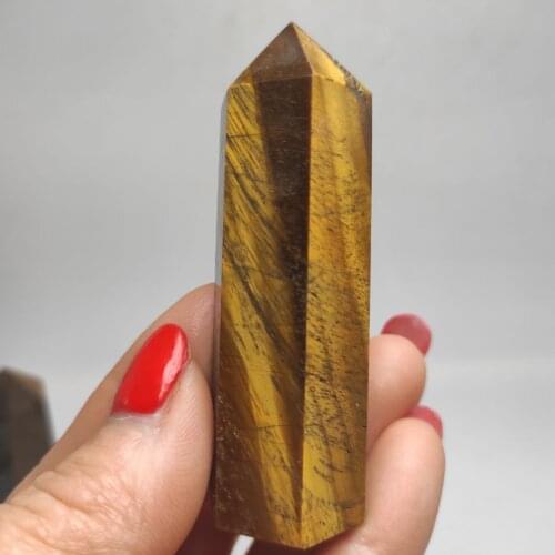 6-7cm Natural yellow tiger eye quartz crystal point column Sceptres rough stone point ore energy healing mineral specimens