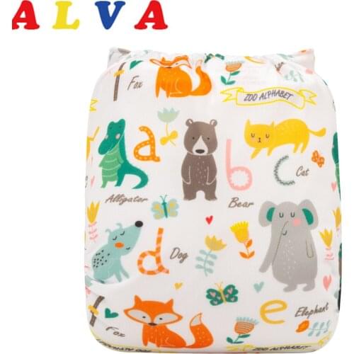 ALVABABY Reusable Cloth Diapers Baby Digital Positioned Cloth Nappy with 1pc Insert
