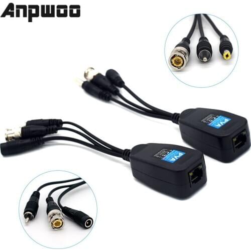 ANPWOO HD BNC Video Power Balun Audio to RJ45 Connector Transceiver for CCTV Security Surveillance Camera System