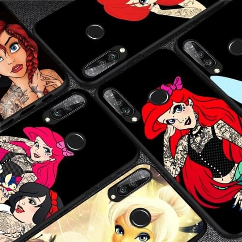 Disney Princess Tattoo Soft TPU For Huawei Y9S Y6S Y8S Y9A Y7A Y8P Y7P Y5P Y6P Y7 Y6 Y5 Pro Prime 2020 2019 2018 Phone Case