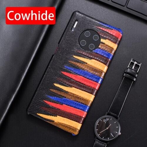 Genuine Leather Phone Case For Huawei Mate 30 20 20X 10 9 P20 P30 P40 Lite 5G P Smatr Pro P10 Plus Natural Cowhide Painted Cover