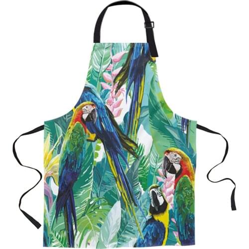 Tropical Jungle Parrot Green Plants Aprons for Women Men Kid Cooking Baking Apron Kitchen Utility Equipment Accessories