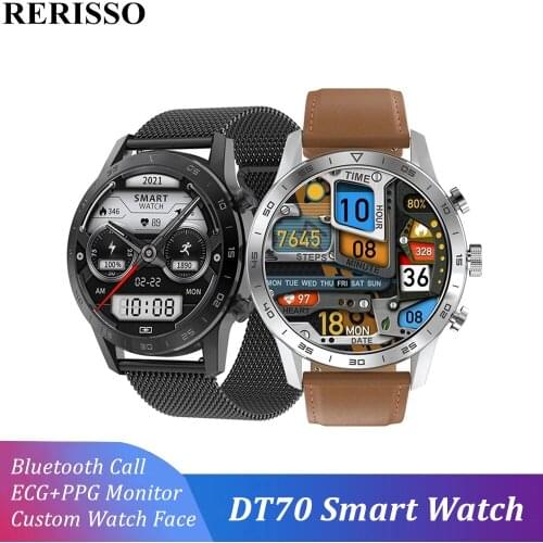 KK70/DT70 Smart Watch 1.39 Inch 454*454 HD Round Bluetooth Call ECG PPG Monitor IP68 Waterproof 100 DIY Watch Face Heart Rate