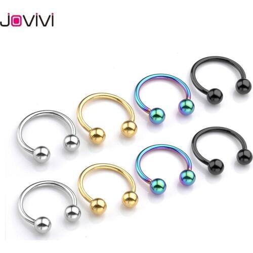 Jovivi Piercing Jewelry 14Ga(1.6MM) 5mm Captive Beads Ring CBR Ring Hoop Nose Septum Tongue Ring Nipple Ring Multi-Use Piercing
