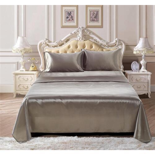 8 Soft silk fitted sheets sets satin US Twin/Queen /King full sizes solid color Bedding 4pcs/set bedspread bed linens set