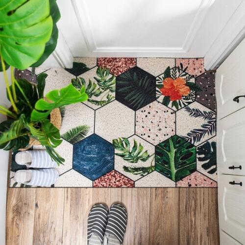 Carpet Door mat Anti-slip DIY Irregular Geometry Shape Mat Dust Kitchen Mat PVC Silk Loop Entrance Rubbing Bathroom Area Rugs