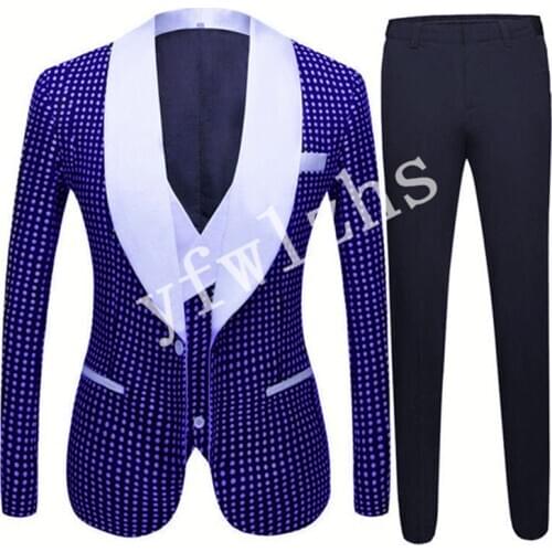 Handsome One Button Groomsmen Shawl Lapel Groom Tuxedos Wedding Dress Men Suits Blazer Prom Dinner (Jacket+Pants+Tie+Vest) A915