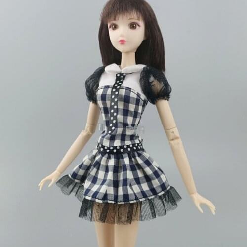 Fashion White Black Plaid Doll Dress For Barbie Dolls Clothes Dancing Costume Party Gown For 1/6 BJD Dolls Accessories Kids Toys