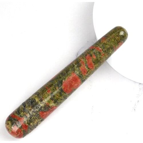 Natural Unakite Massage Stick Face Body Eye Crystal Mineral Stone Yoni Wand Massager Health Skin Care Gua Sha Tool Detox Lifting