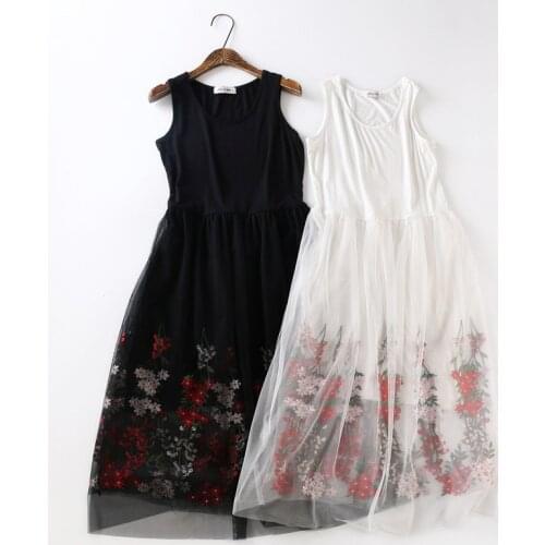 Camison Sexy Vest Dress Women Summer Nightgowns Modal Net Yarn Nightshirt Casual Embroidered Nightdress Vestidos Femininos