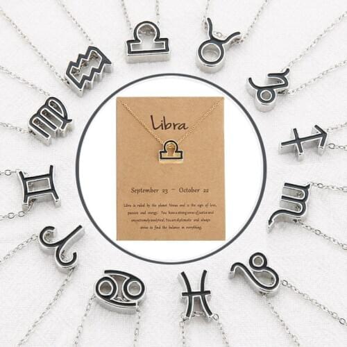 New Zodiac Necklace Pendant Chain for Women Jewelry Zodiac Sign Horoscope Puzzle Capricornus Pisces Taurus Collier Zodiac Leo