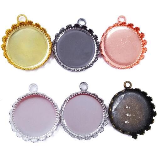 Wholesale Lot 1000Piece Crown Pendant Base 15mm 20mm 25mm Round Blank Pendant Trays Circle Pendant Blanks PT01