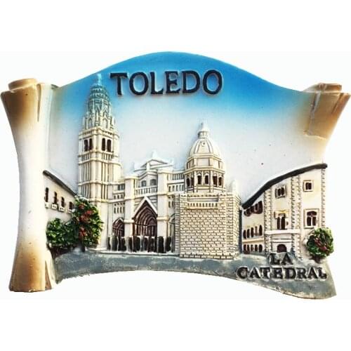 QIQIPP World Heritage Spains ancient Toledo Cathedral tourist souvenir magnetic refrigerator attached to the hand salute