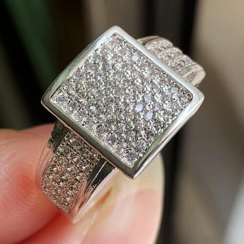 Size 6-10 Sparkling Handmade Luxury Jewelry 925 Sterling Silver Fill Pave White Clear 5A Cubic Zirconia Women Wedding Band Ring