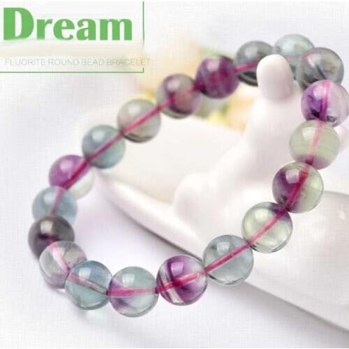 Multicolored Fluorite Bracelet 8-10mm Anomalous Thousand-Layered Fluorite Single-Ring Hand String Gift of Female Crystal