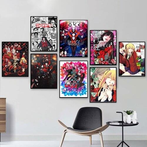 WTQ Retro Poster Kakegurui Canvas Painting Classic Anime Posters Wall Decor Posters Wall Art Picture Room Decor Home Decor