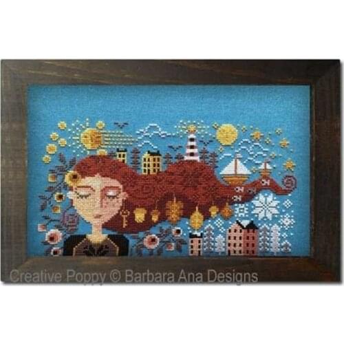 Needlework Cross stitch Handmade 14CT Counted Canvas DIY,Cross-stitch kits,Embroidery Flower -Long-haired girl 35-24