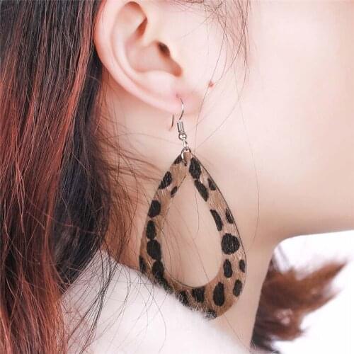 Genuine Leather Teardrop Earrings Hollow Lightweight Waterdrop Dangle Earrings for Women Girls