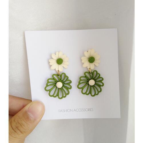 S925 needle Fairy Jewelry Earrings Hot Sale Fashion White Green Flower Dangle Drop Earrings Female Jewelry Party Wedding Gift