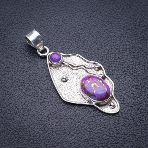 StarGems Natural Copper Turquoise Handmade 925 Sterling Silver Pendant 2" D5872