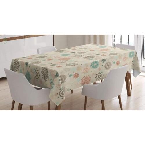 Winter Tablecloth Retro Style Christmas Pattern With Various Gentle Snowflake Motifs Vintage Pastel Dining Room Kitchen