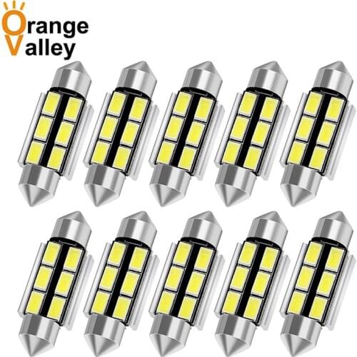 10 Pieces 42mm Festoon LED Bulb 6411 12866 Dome Light 5730 6SMD Xenon 31mm 36mm 39mm Map Lights 6441 578