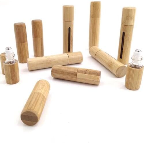 10ml Natural Bamboo Wood Bottle Perfume Empty Oil Bottle Stainless Roll On Ball Perfume Aromatherapy Bottle Oil Roller Bottle