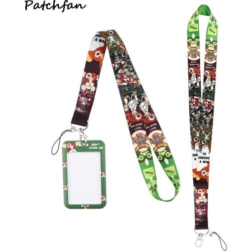 AD747 Patchfan Cartoon Monster Lanyard Keychain key Badge Mobile Phone Rope Lanyard With Kawaii Card Holder Cover