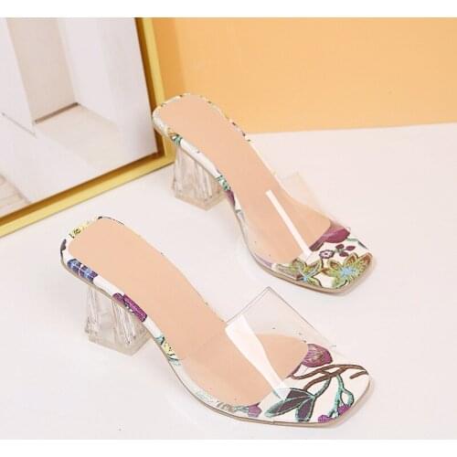 Akexiya 2021 High Quality New PVC Crystal Heel Transparent Women Sexy Clear High Heels Summer Women Sandals Pumps Shoe Size 43