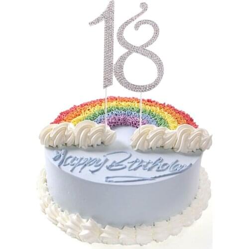 Glitter Rhinestone 15th 16th 18th 21th 25th 50th 60th 70th 90th Anniversary Birthday Cake Toppers