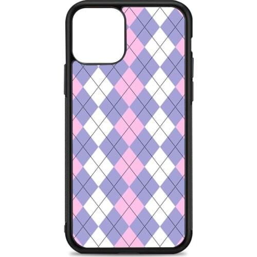 Purple Argyle Phone Case for iPhone 12 mini 11 pro XS Max X XR 6 7 8 plus SE2020 High quality silicon and Hard plastic cover