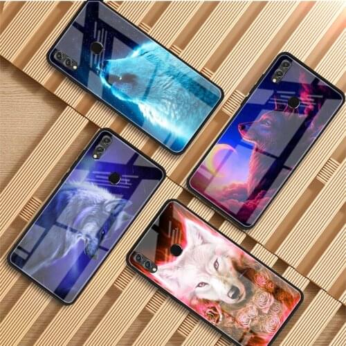 Animals Wolf Tempered Glass Phone Case For Huawei P20 P30 P40 P40 Lite Pro Psmart Mate 20 30 Cover Shell