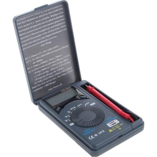 XB866 Mini Clamshell Auto Ranging LCD Voltmeter Tester Tool AC/DC Pocket Digital Multimeter