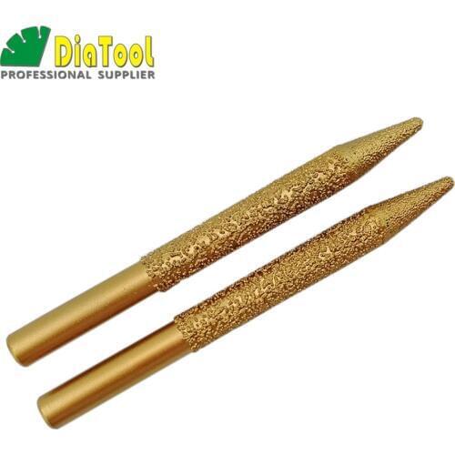 DIATOOL 2pcs CNC Taper Ball-end Cutter 12-4/100mm Carving Tooling Vaccum Brazed Diamond Engraving Bits For Granite Marble Stone