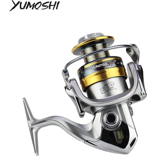 YUMOSHI Fishing Reel 13+1BB XS1000-7000 5.5:1 Full Metal Coil Lure Sea 14BB Gapless Ocean Fly Rock Fishing Spinning Wheel 4.7:1