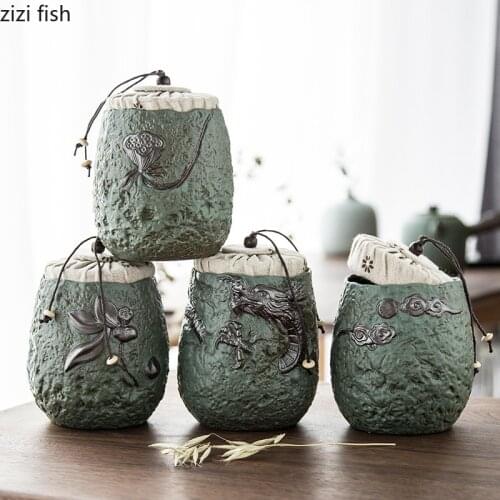 Stoneware Tea Caddy Ceramic Storage Tank Moisture-proof Sealed Jar Tea Box Candy Jar Tea Storage Box Tea Container Tea Organizer