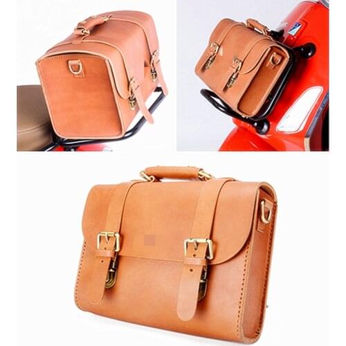 Classic Carry Leather bag Genuine Leather Cowhide Fits Nicely On Front Racks Rear Top Box Luggage Storage Bag For Vespa