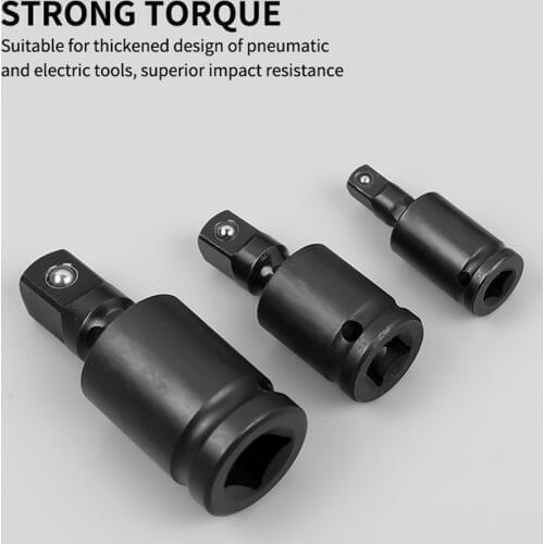 3pcs Black Converter Reducer Drive Air Impact Sockets Adapter Swivel Rotating Joint Sheet Metal Tools Set Repair Wrench