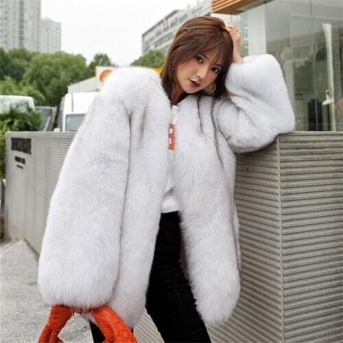 Real Fox Fur Coat Women Winter Thick Full Pelt Fur Jacket Female long Sleeve High Quality Party Wear C78