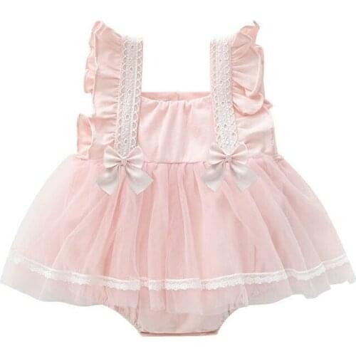 Summer Princess Toddler Baby Girls Clothes Cute Lace Infant Bodysuits Tutu Dress for Girls Ball Gown with Bow 0-2Y