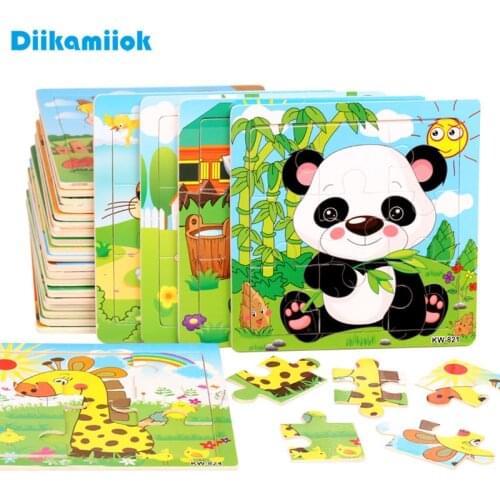 Hot Simple Wooden Puzzles Toy Wood Jigsaw Puzzle Children Forest Animal Learning Games Kids Educational Toys for Baby Gift
