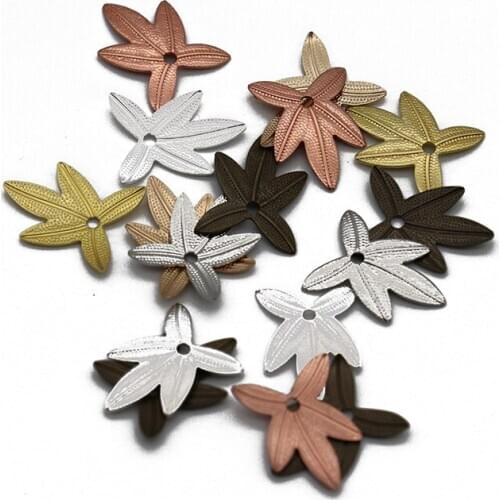 Mibrow 50pcs/lot 6 Colors 11*14mm Copper Vintage Leaf Bead Caps Leave Filigree Loose Spacer End Caps For DIY Hair Jewelry Making