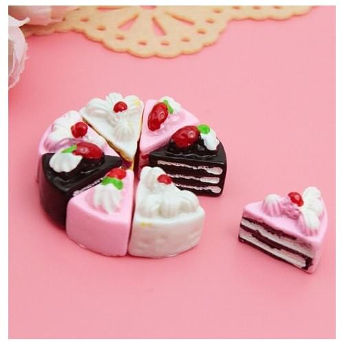 10PCS Kawaii Flat Back DIY Miniature Artificial Fake Food Cake Resin Cabochon Decorative Craft Play Doll House Toy