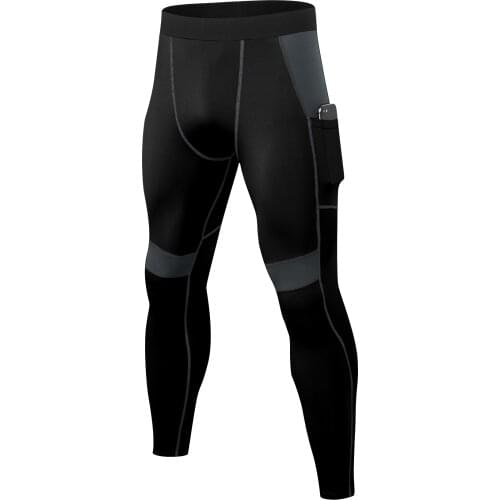 Mens Compression Tight Leggings Phone Pocket Running Pants Man Gym Fitness Jogging Sportswear Elastic Training Sweatpants New