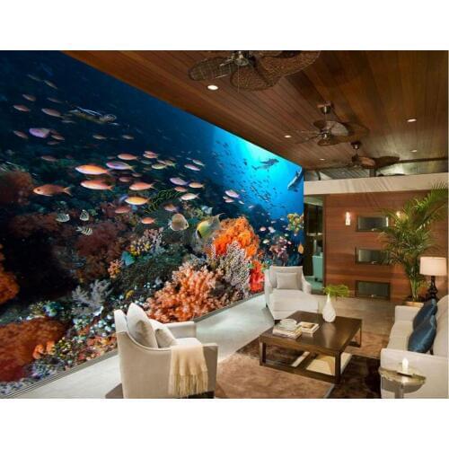 Wall mural photo wallpaper Coral Sea fish custom 3d photo wallpaper 3d murals wallpaper for living room