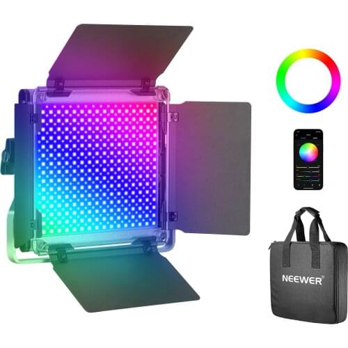 Neewer 660 RGB Led Light with APP Control Applicable Scenes with LCD Screen/U Bracket/Barndoor, Metal Shell for Photography