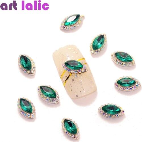 10 Pcs New Olive Green 3D Alloy Nail Art Decoration Charms Studs Nails Rhinestones Manicure Tools TN1578